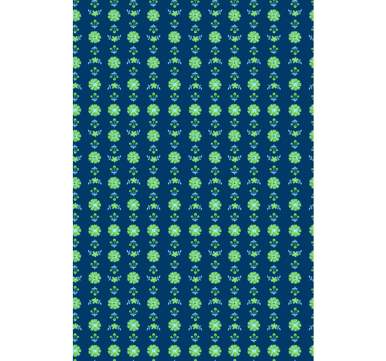 Flower wallpaper with green and blue polish design - TenStickers