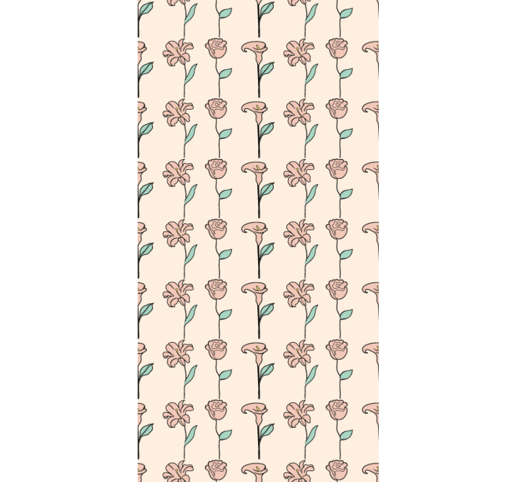 Floral ornament wallpaper original design minimalist flowers - TenStickers