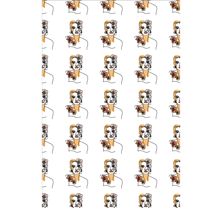 Floral ornament wallpaper minimalist face with orchids - TenStickers