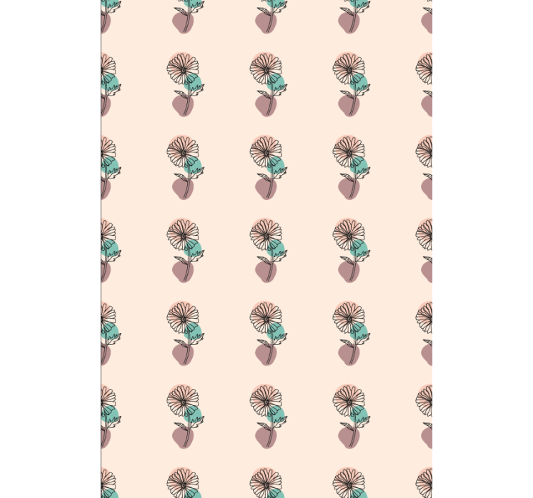 Floral ornament wallpaper daisy flower line art - TenStickers