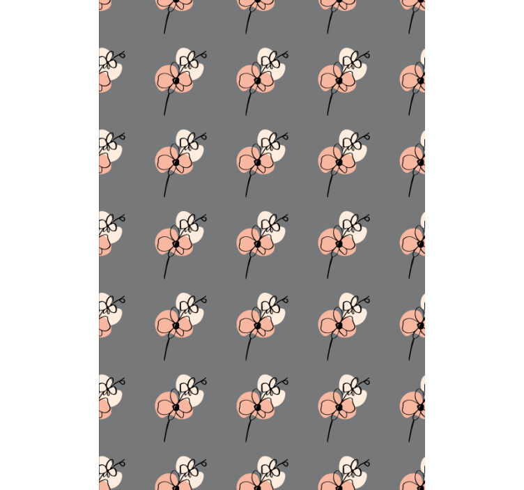 Floral ornament wallpaper with orchid line art design - TenStickers