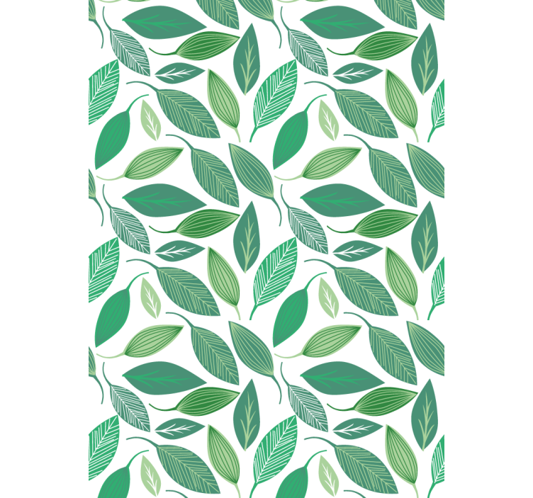 Floral ornament wallpaper green leaves nature design - TenStickers