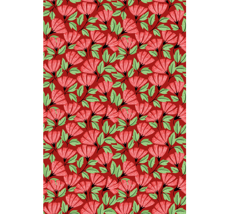 Floral ornament wallpaper vintage red design - TenStickers