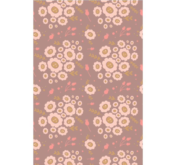 Floral ornament wallpaper in pastel folk art pattern - TenStickers