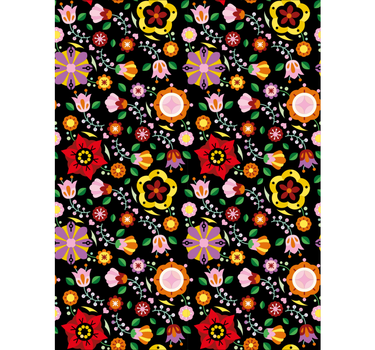 Floral ornament wallpaper with polish folk patterns - TenStickers