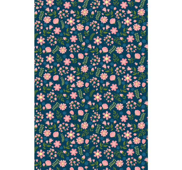 Floral ornament wallpaper flowerprint 'floflo' blue - TenStickers