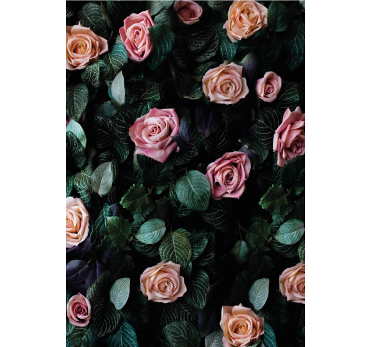 Red rose flowers floral ornament wallpaper - TenStickers