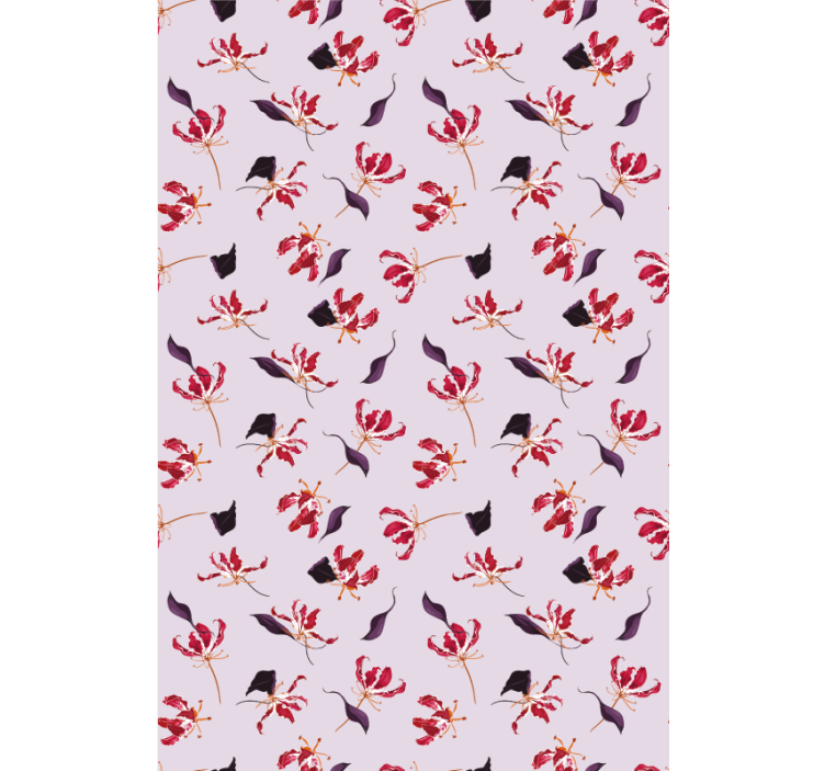 Floral ornament wallpaper hand drawn red lily design - TenStickers