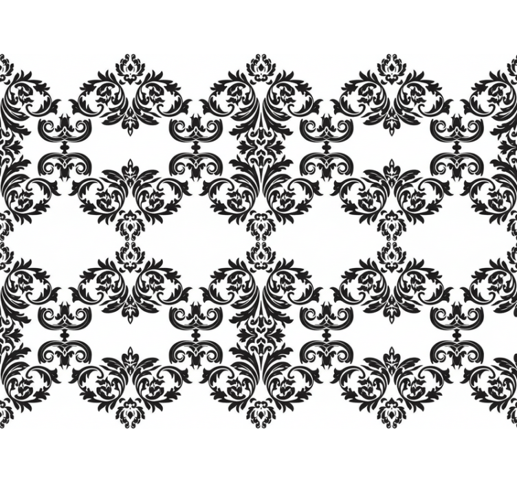 Baroque wallpaper with black damask floral pattern - TenStickers