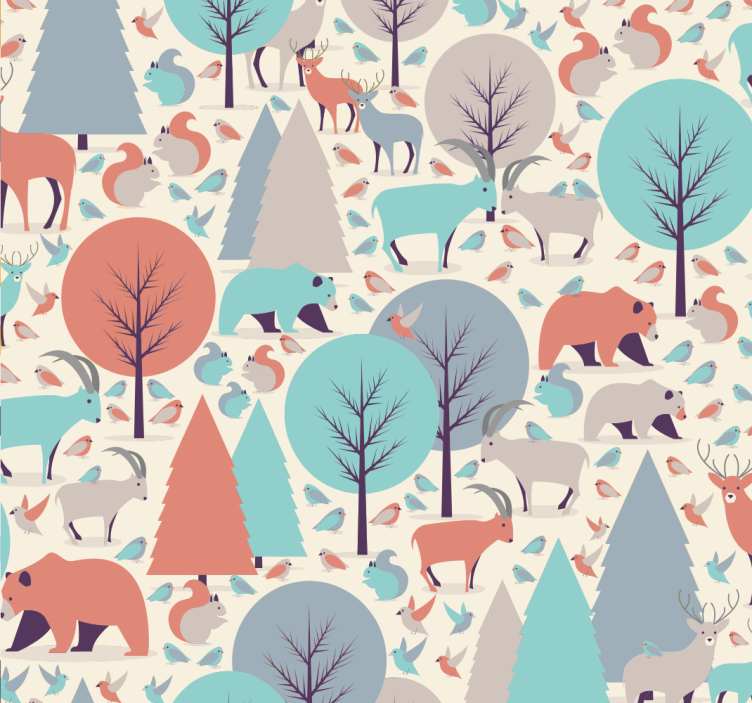 Nordic forest scene kids wallpaper - TenStickers