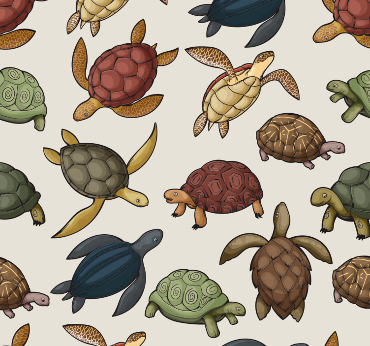 Beige Turtle Pattern animal wallpaper - TenStickers