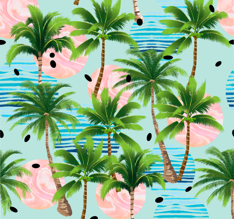 Palm trees on marble sun jungle wallpaper - TenStickers
