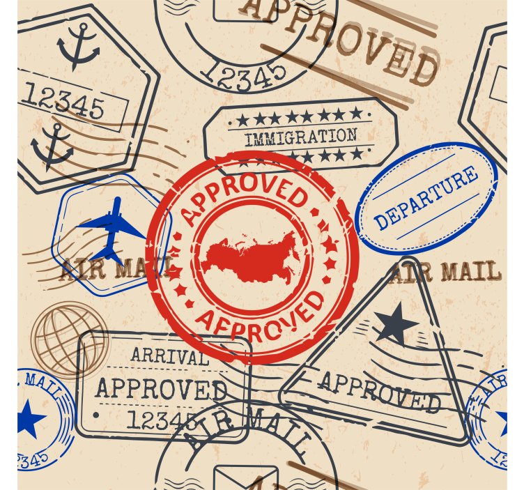 Travel Stamp Patterns letters wallpaper - TenStickers