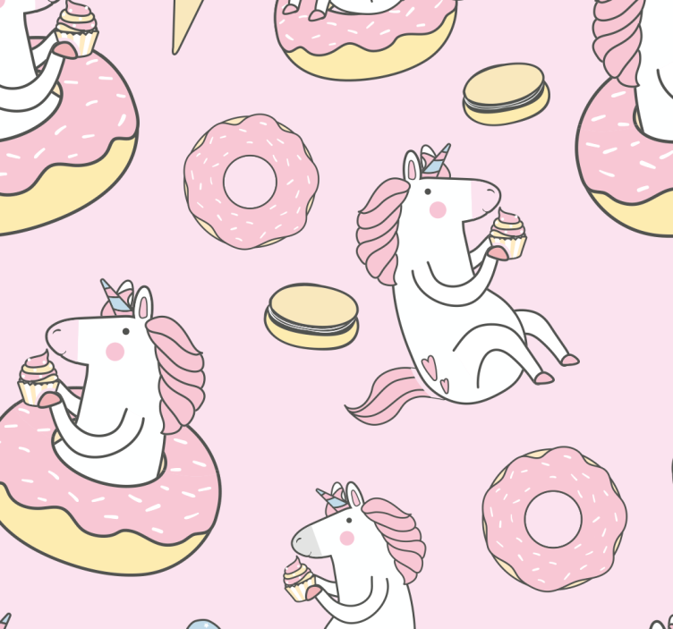 Unicorns eating treats more animal wallpaper - TenStickers