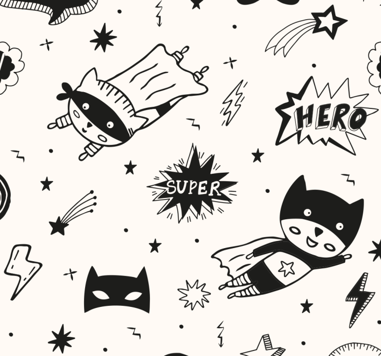 Superhero Comic Patterns Kids wallpaper - TenStickers