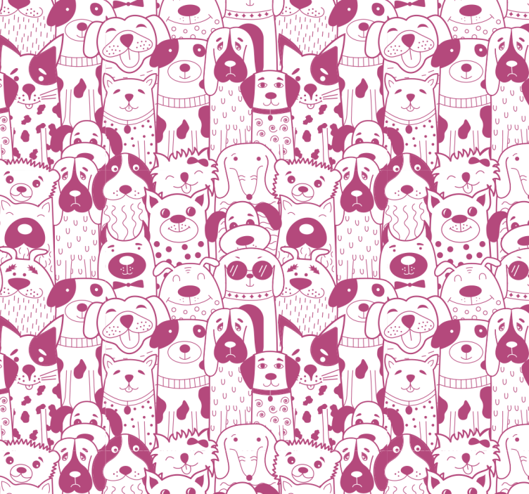 Canine Characters Pattern dogs wallpaper - TenStickers