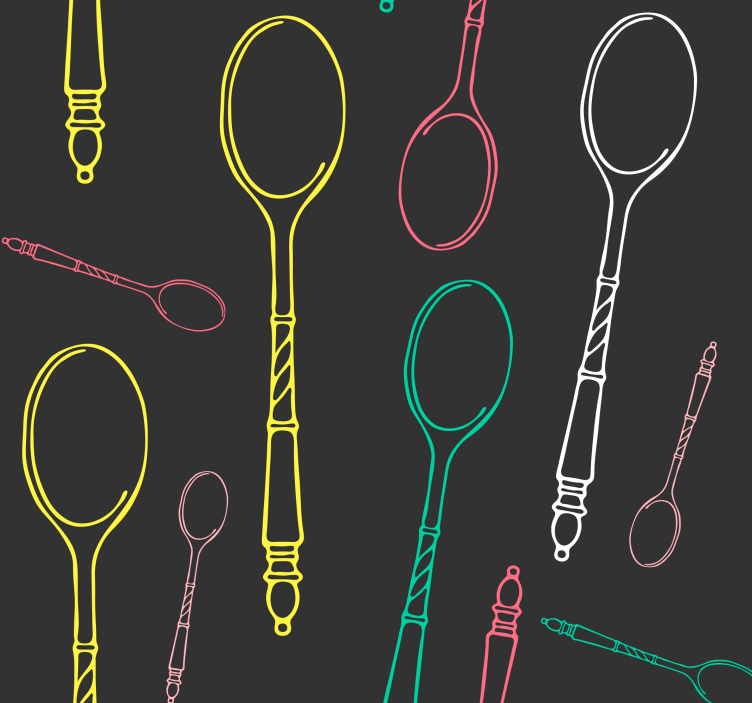 Kitchen wallpaper with multicolored spoons - TenStickers