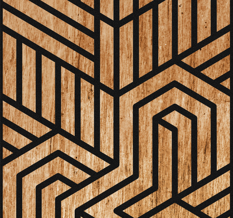 Textured Wallpaper Wooden Geometry - TenStickers