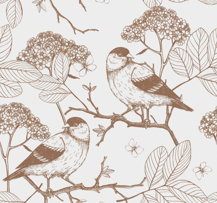 Birds Branches Ornament birds wallpaper - TenStickers