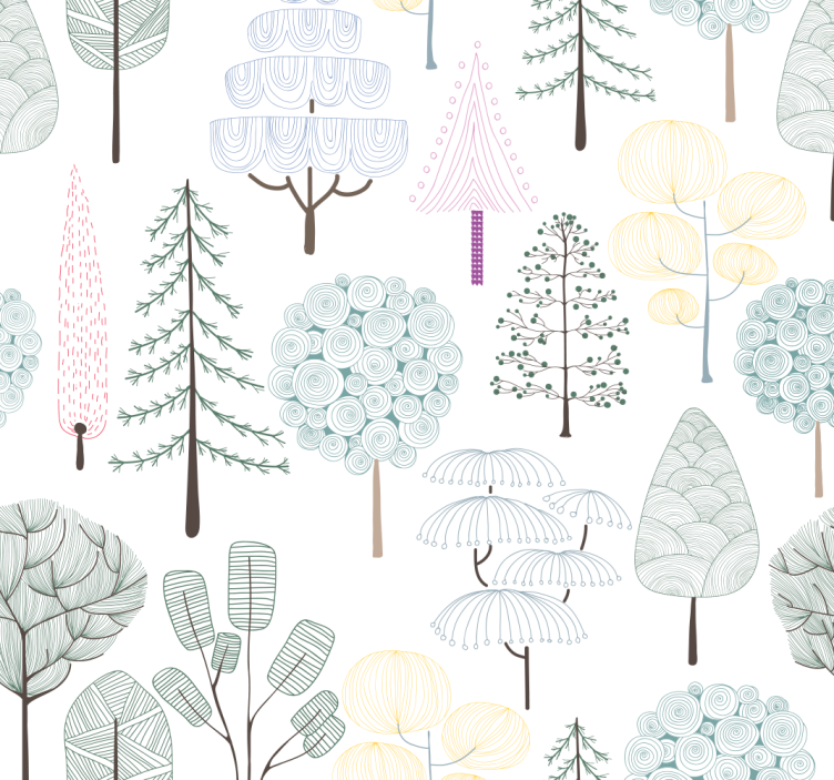 Cute little trees plants wallpaper - TenStickers
