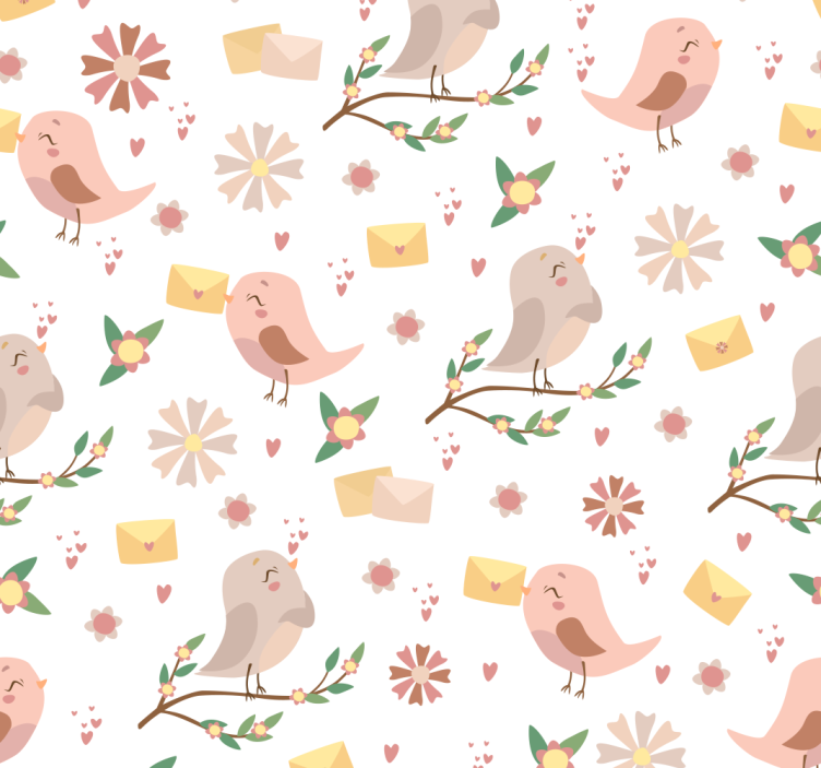 Bird Floral Pattern personalized wallpaper - TenStickers