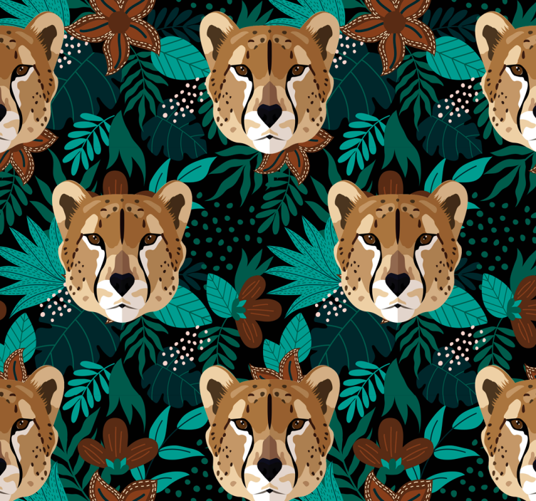 Jungle Cheetah Pattern animal wallpaper - TenStickers