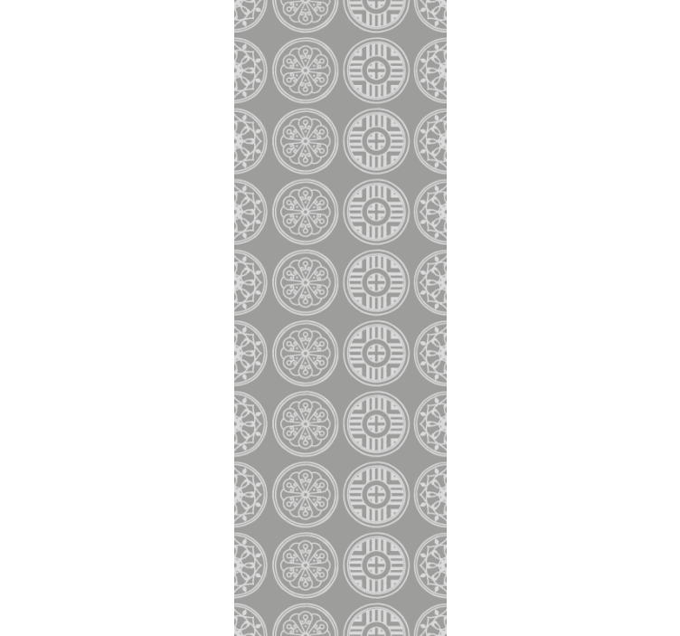 Grey traditional Korean shapes Spotty Wallpaper - TenStickers