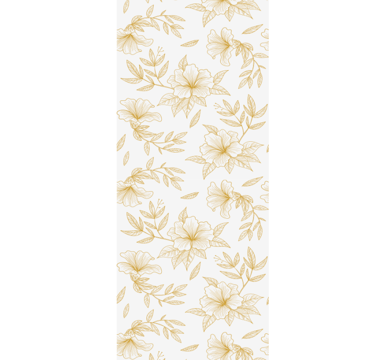 Golden Bloom Grace floral ornament wallpaper - TenStickers