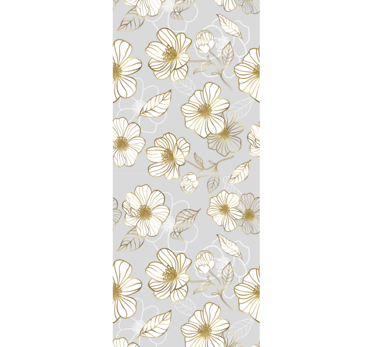 Gold floral pattern floral ornament wallpaper - TenStickers