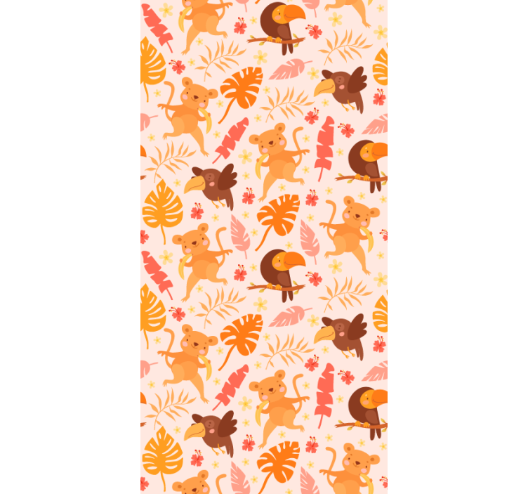 Playful Jungle Fauna cat wallpaper - TenStickers