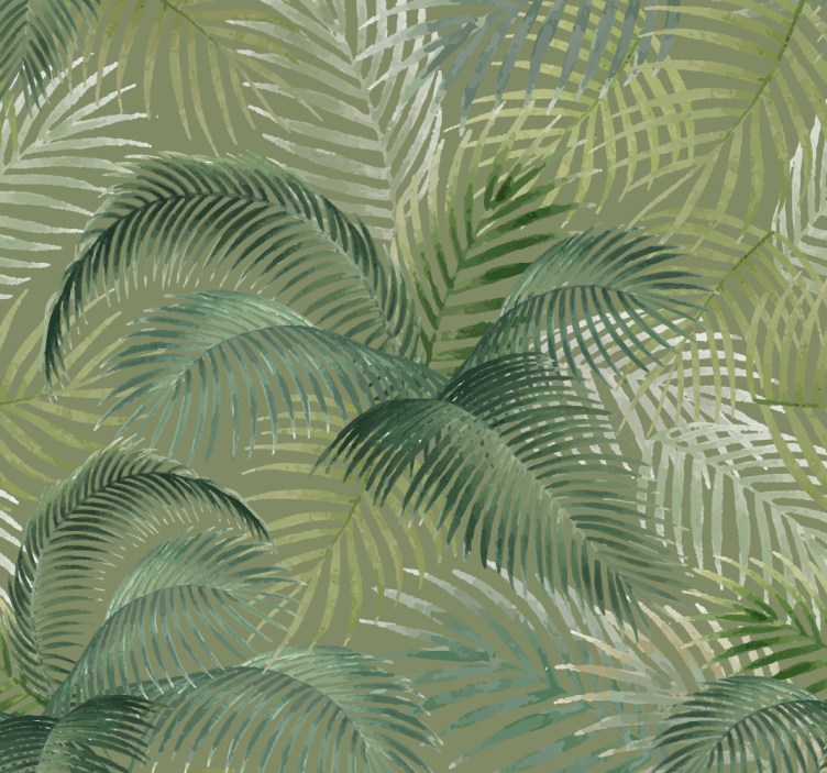 Green leaves pattern  leaf wallpaper - TenStickers
