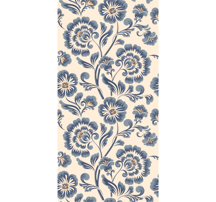 Blue vintage style flowery wallpaper - TenStickers