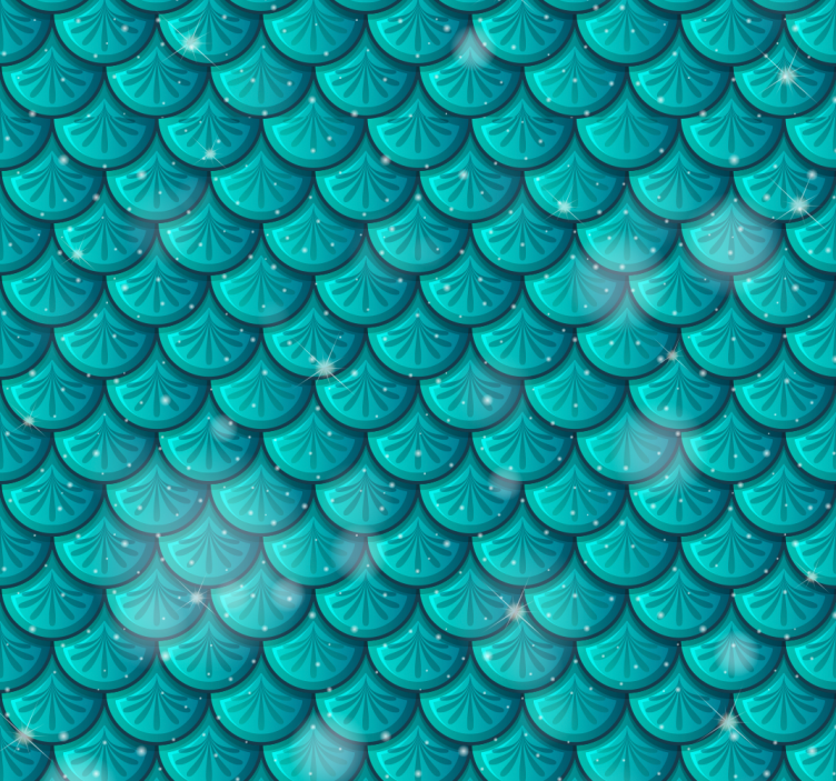 Mermaid blue scales 3D wallpaper - TenStickers