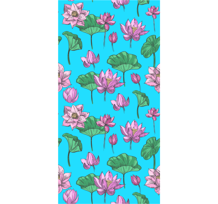 Vibrant lotus flower pattern flower wallpaper - TenStickers
