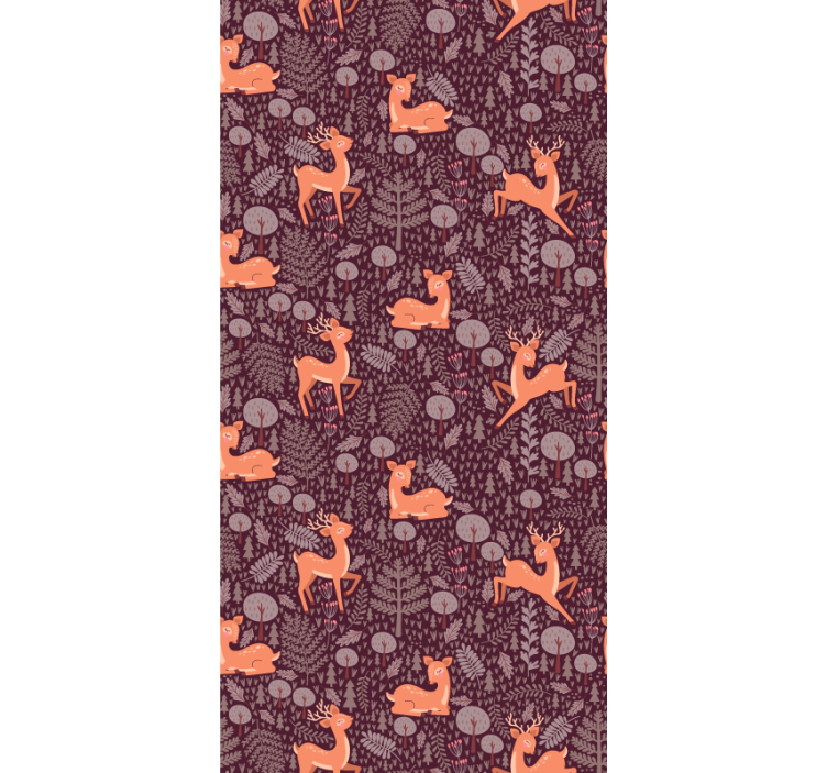 Fawn Forest Pattern animal wallpaper - TenStickers
