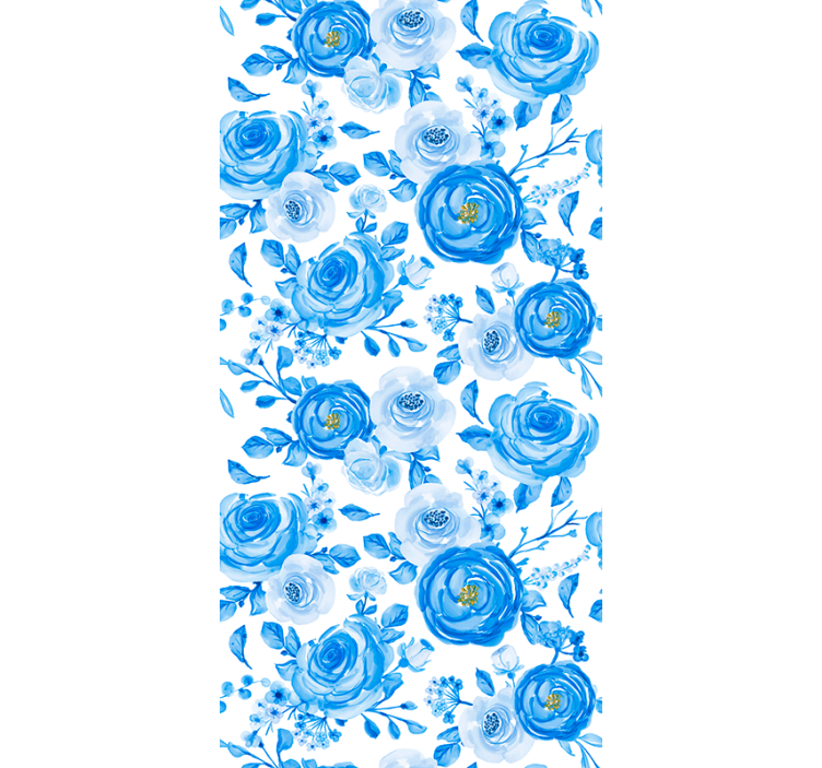 Blue Rose Pattern flower wallpaper - TenStickers