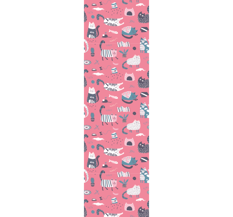 Playful Cats Illustration cat wallpaper - TenStickers