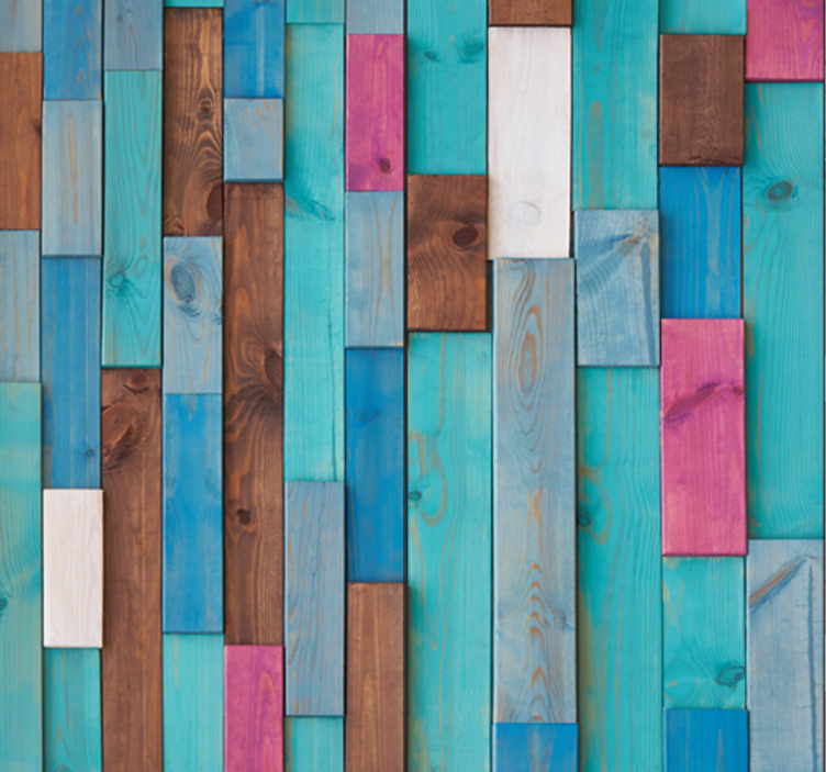 Multicoloured Wooden Planks Wallpaper - TenStickers