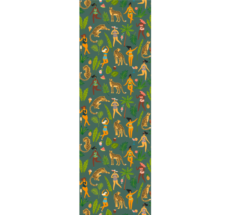 Jungle Dance Motif animal wallpaper - TenStickers
