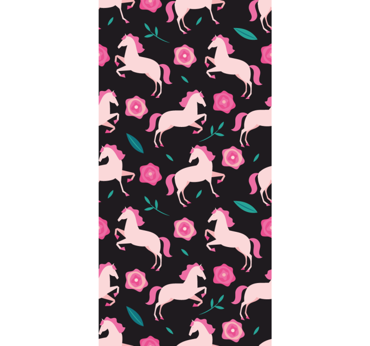 Whimsical Equestrian Florals animal wallpaper - TenStickers
