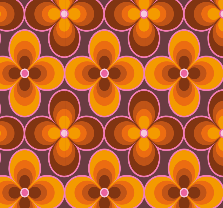 Flower retro groovy pattern vintage wallpaper - TenStickers