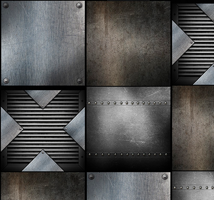 Geometric Metallic Panels industrial wallpaper - TenStickers