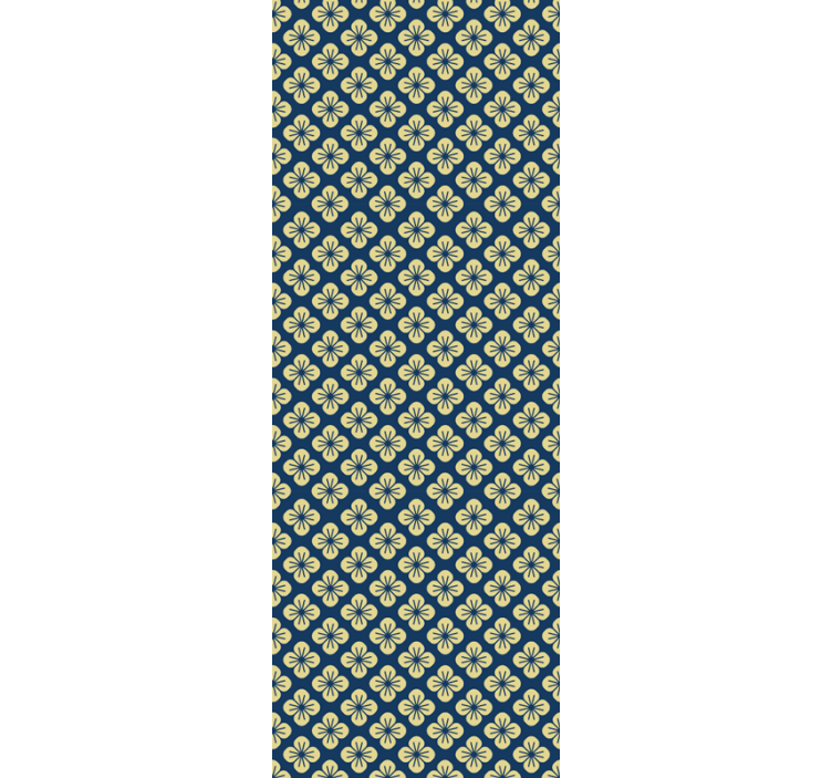 Blue and yellow flower Living Room Wallpaper - TenStickers