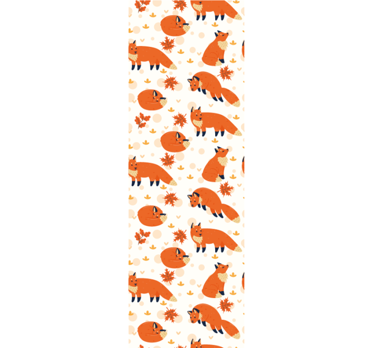 Fox Autumn Pattern animal wallpaper - TenStickers