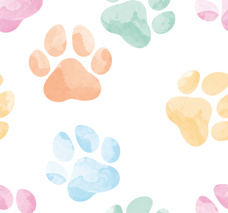 Pastel colors pet paws Office Wallpaper - TenStickers