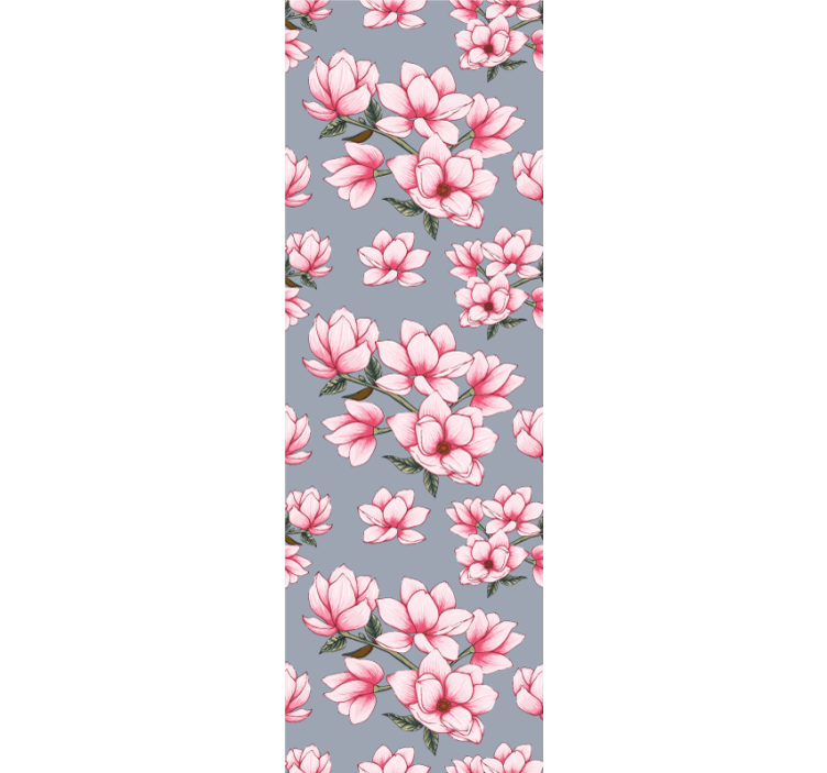 Magnolia pink pattern flower wallpaper - TenStickers
