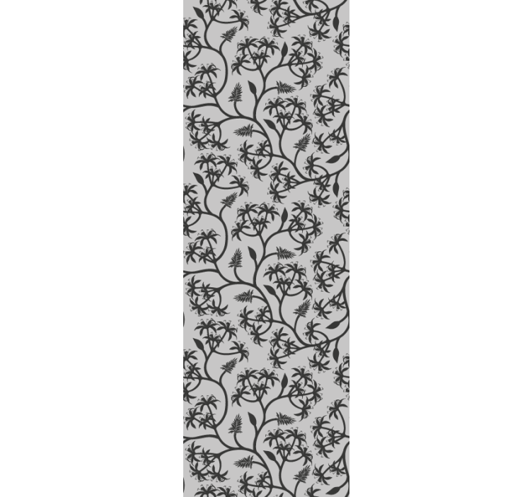 Branch pattern on gray background floral ornament wallpaper - TenStickers