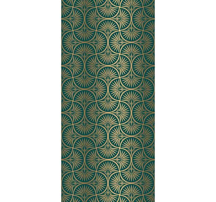 Turquoise and gold art style vintage wallpaper - TenStickers