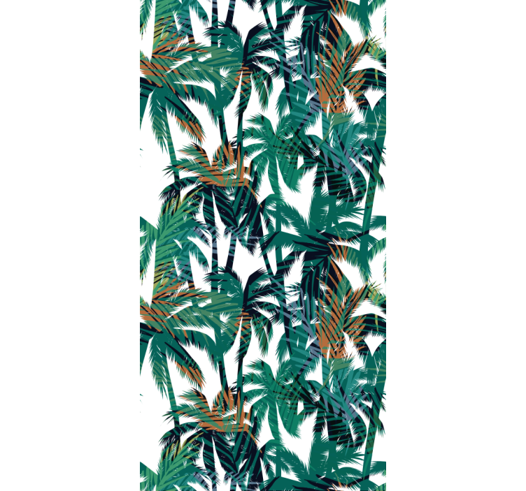 Green and white palm trees jungle wallpaper - TenStickers
