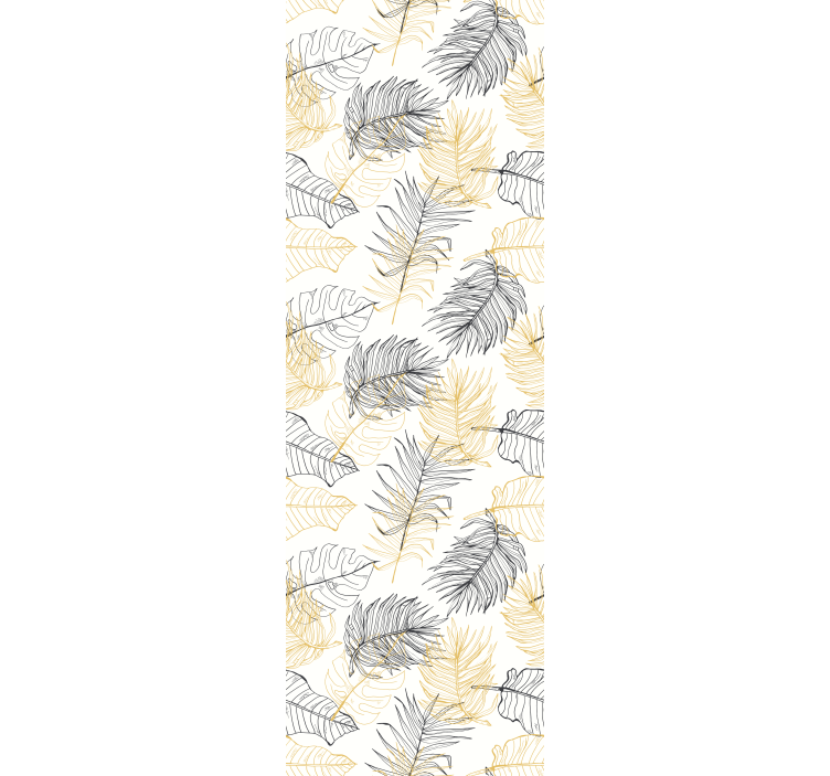 Black and golden tropical pattern leaf wallpaper - TenStickers